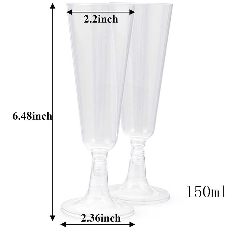 12 buc. Flaute de unică folosință din plastic, 150 ml, pahar de cocktail de șampanie, pahare de vin transparent, pentru petrecere de aniversare, pentru festival de nuntă, pahare pentru băuturi