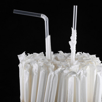 100/300 PCS сламки за еднократна употреба прозрачни соево мляко сок кисело мляко заострена твърда сламка Кухненски прибори за еднократна употреба pp сламки пластмасови