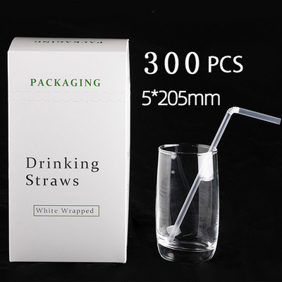 100/300 vnt vienkartiniai šiaudeliai skaidrūs sojos pieno sultys jogurtas smaili kietieji šiaudeliai Vienkartiniai virtuvės reikmenys pp šiaudeliai plastikiniai