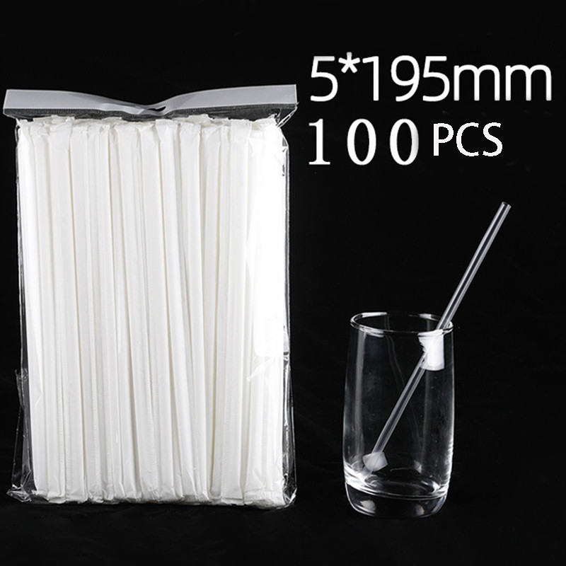 100/300 vnt vienkartiniai šiaudeliai skaidrūs sojos pieno sultys jogurtas smaili kietieji šiaudeliai Vienkartiniai virtuvės reikmenys pp šiaudeliai plastikiniai