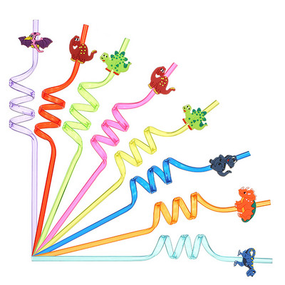 8db 25 cm-es újrafelhasználható dinoszaurusz szívószálak műanyag szívószálak gyerekeknek születésnapi parti díszek Dino születésnapi parti kellékek