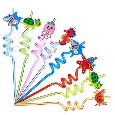 8db 25 cm-es újrafelhasználható dinoszaurusz szívószálak műanyag szívószálak gyerekeknek születésnapi parti díszek Dino születésnapi parti kellékek