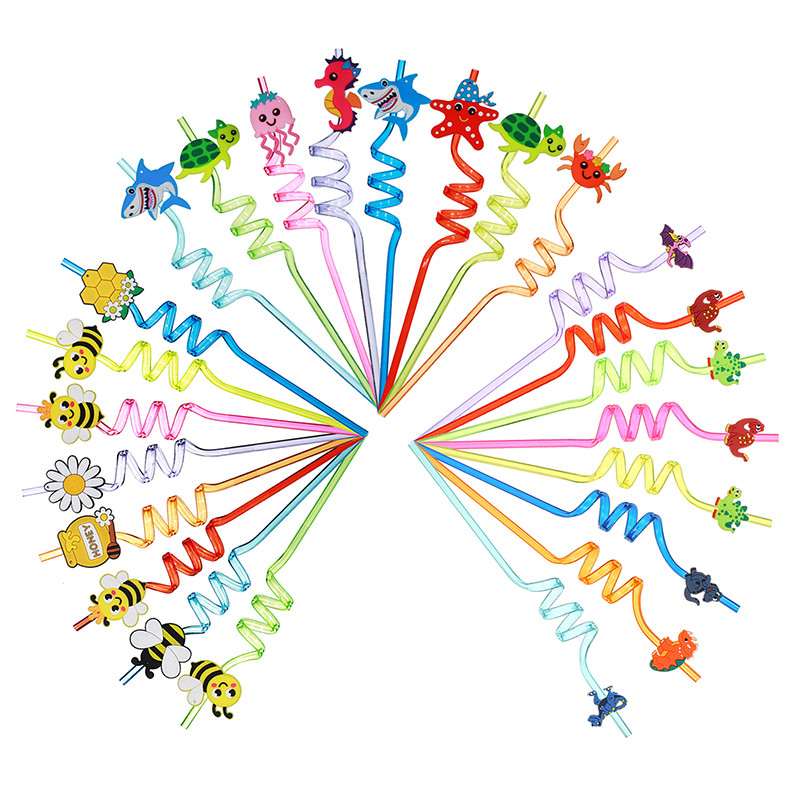 8db 25 cm-es újrafelhasználható dinoszaurusz szívószálak műanyag szívószálak gyerekeknek születésnapi parti díszek Dino születésnapi parti kellékek