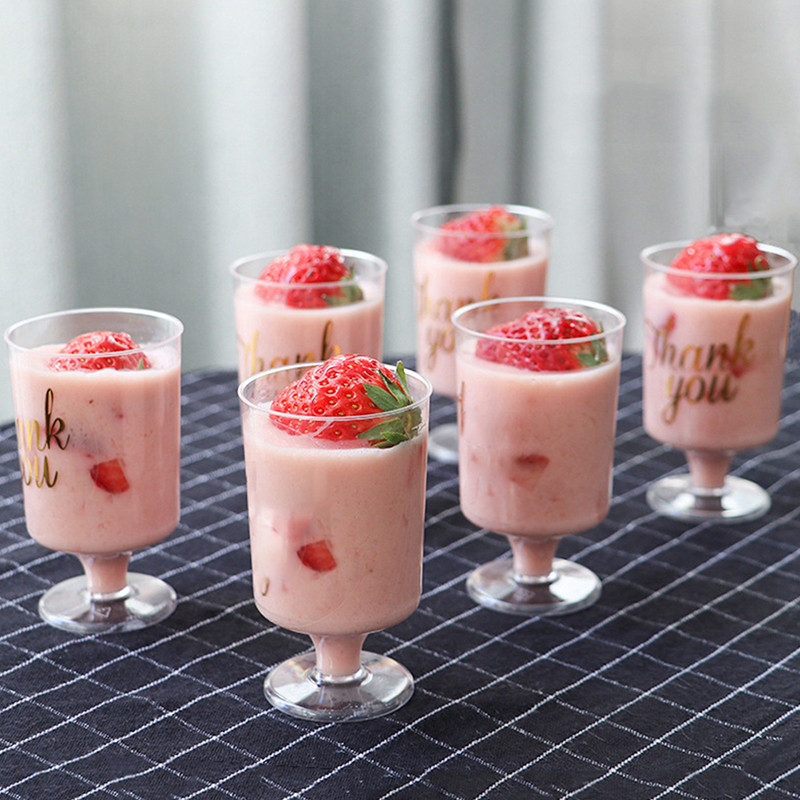 10 vnt desertų puodeliai Vienkartiniai plastikiniai puodeliai Skaidrūs putėsiai Salotos Želė Jogurtas Kepimas Trapecijos formos maisto indas