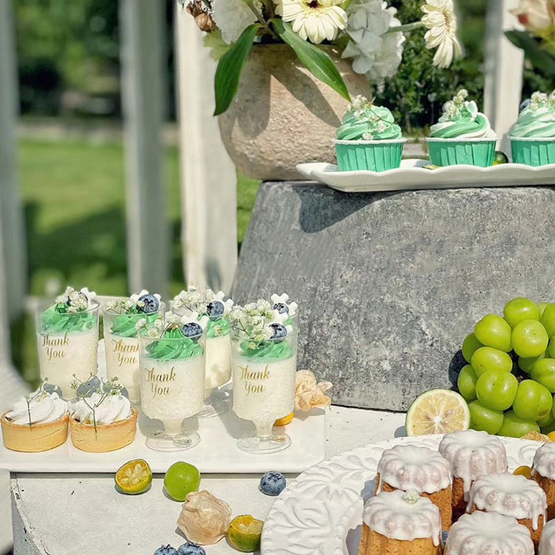 10 vnt desertų puodeliai Vienkartiniai plastikiniai puodeliai Skaidrūs putėsiai Salotos Želė Jogurtas Kepimas Trapecijos formos maisto indas