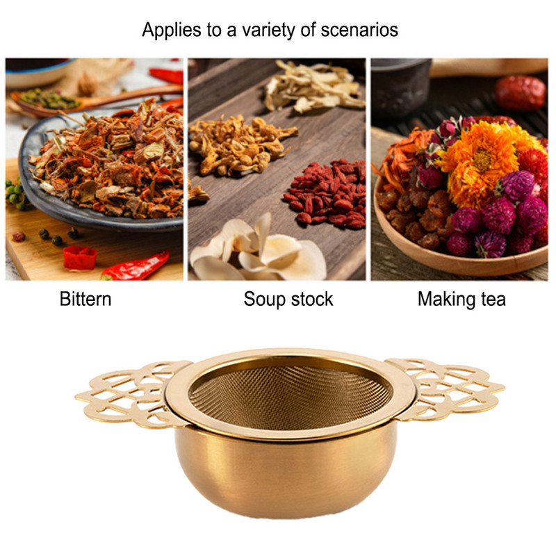 Restoranas Dvigubos rankenos arbatos lapų sietelis Tinklelio filtras Nerūdijančio plieno košimo įrankis Virtuvės prietaisų priedai Sidabras
