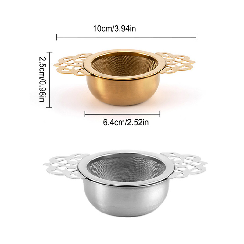 Restoranas Dvigubos rankenos arbatos lapų sietelis Tinklelio filtras Nerūdijančio plieno košimo įrankis Virtuvės prietaisų priedai Sidabras