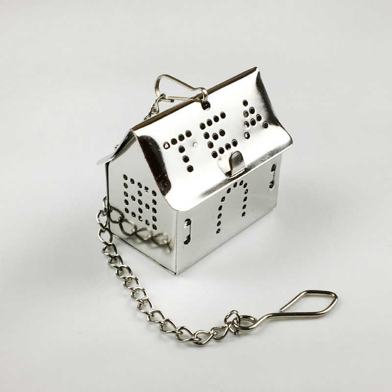 Kis ház formájú teaforrázat laza levelű teaszűrő Többfunkciós rozsdamentes acél újrafelhasználható fűszerszűrő