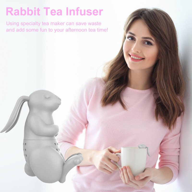 Mielas triušio silikoninis arbatos virimo aparatas Bunny Tea Infuser filtro sietelis