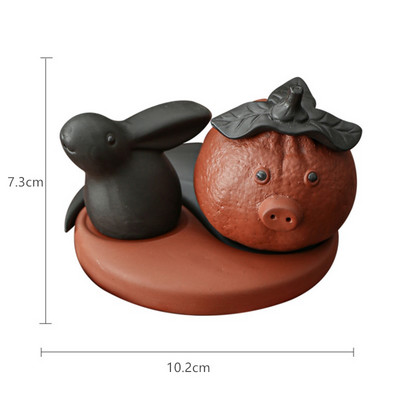 Jauki purpursarkanu smilšu mini trušu tēja mājdzīvnieku rotājumi ar rokām izgatavoti multfilmu modeļu ornamenti, izsmalcināti tējas galda piederumi, tējas trauku dekori