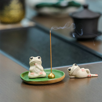 Lotus Leaf Frog Tea Комплект за домашни любимци Аксесоари за чай Декорация на маса Церемония Орнаменти Artware Yoga Zen Поставка за тамян