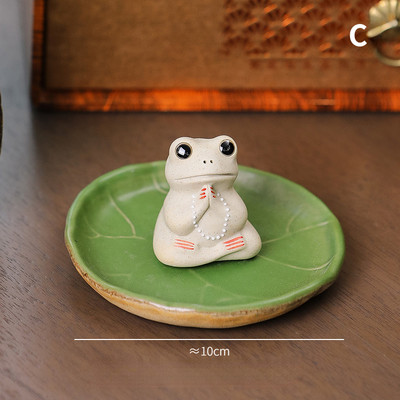 Set de ceai pentru animale de companie din frunze de lotus, broasca, accesorii pentru ceai, decorare pentru masa, ornamente pentru ceremonie, artware, suport pentru tamaie yoga zen