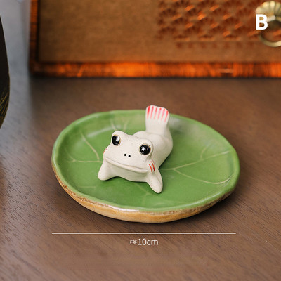 Set de ceai pentru animale de companie din frunze de lotus, broasca, accesorii pentru ceai, decorare pentru masa, ornamente pentru ceremonie, artware, suport pentru tamaie yoga zen