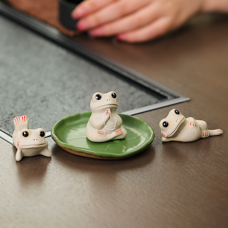 Set de ceai pentru animale de companie din frunze de lotus, broasca, accesorii pentru ceai, decorare pentru masa, ornamente pentru ceremonie, artware, suport pentru tamaie yoga zen