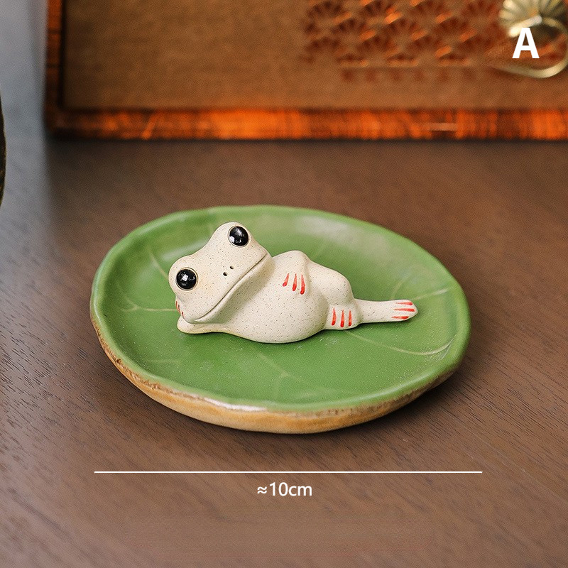 Set de ceai pentru animale de companie din frunze de lotus, broasca, accesorii pentru ceai, decorare pentru masa, ornamente pentru ceremonie, artware, suport pentru tamaie yoga zen