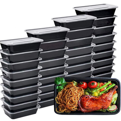 10 ΤΕΜ Πλαστικά Μαύρα Δοχεία Τροφίμων Μίας Χρήσης Βγάζετε Δοχεία με Καπάκι για Σαλάτες Δοχείο Φρέσκιας Διατήρησης Κουτί μεταφοράς