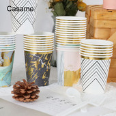 Arany Rózsaszín Luxus Papírpoharak Gyerekek Születésnapi Party Díszek Gyerek Parti Kellékek Csészék Eldobható étkészletek Aranyos csészék