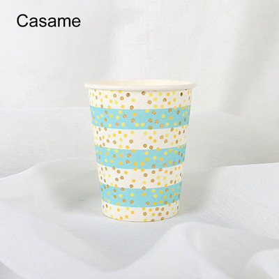 Arany Rózsaszín Luxus Papírpoharak Gyerekek Születésnapi Party Díszek Gyerek Parti Kellékek Csészék Eldobható étkészletek Aranyos csészék