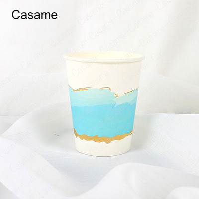 Arany Rózsaszín Luxus Papírpoharak Gyerekek Születésnapi Party Díszek Gyerek Parti Kellékek Csészék Eldobható étkészletek Aranyos csészék