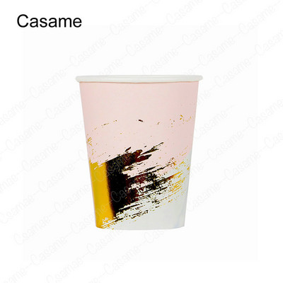 Arany Rózsaszín Luxus Papírpoharak Gyerekek Születésnapi Party Díszek Gyerek Parti Kellékek Csészék Eldobható étkészletek Aranyos csészék