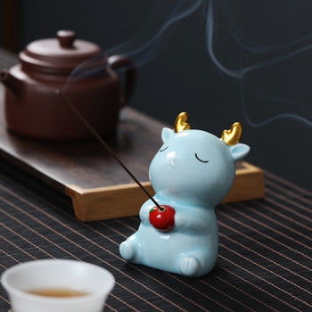 Бутиков чай от лилава глина Статуя на домашен любимец Sika Deer Чаена фигурка Орнаменти Ръчно изработени скулптури Занаяти Аксесоари за декорация на маса за чай