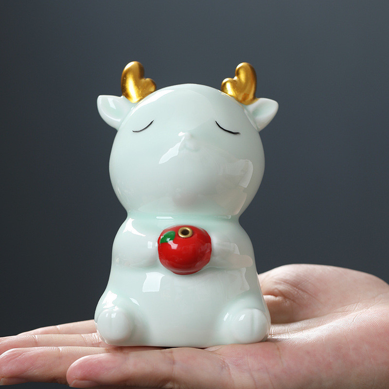 Boutique Ceai din lut violet Statuie de cerb Sika Statuie Figurină de ceai Ornamente Sculptură lucrată manual Artizanat Accesorii de decorare a mesei de ceai