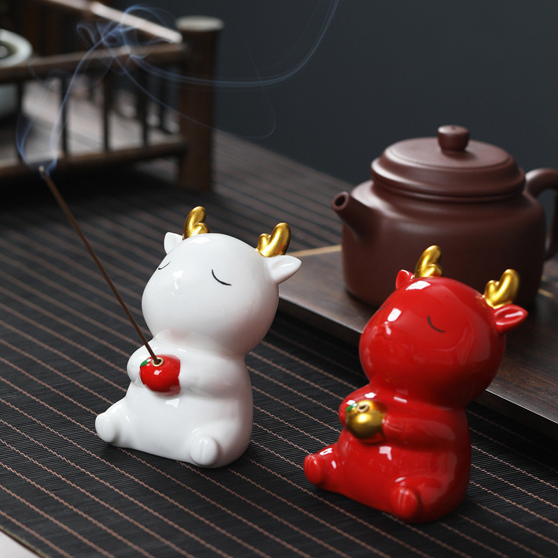 Boutique Ceai din lut violet Statuie de cerb Sika Statuie Figurină de ceai Ornamente Sculptură lucrată manual Artizanat Accesorii de decorare a mesei de ceai