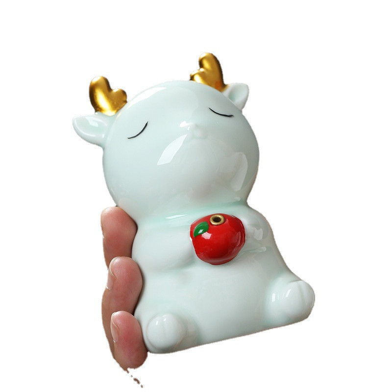 Boutique Ceai din lut violet Statuie de cerb Sika Statuie Figurină de ceai Ornamente Sculptură lucrată manual Artizanat Accesorii de decorare a mesei de ceai