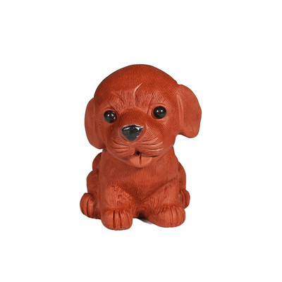 1vnt Yixing rankų darbo purpurinė molio arbata Pet Lucky Puppy statulos papuošalai Staliniai amatai Boutique arbatos stalo dekoravimo priedai
