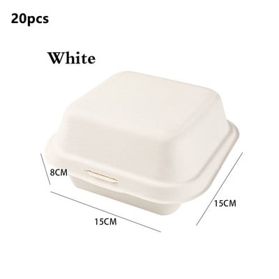 20/10 vnt. vienkartiniai Bento maisto indai Kepiniai Desertas Tortas Dubenėlio pakuotė Mėsainių užkandžių dėžutės Mikrobangų krosnelėje Namų pietų dėžutė