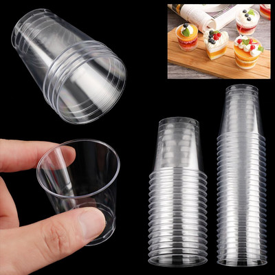 30/50X cești rotunde din plastic transparent de unică folosință pentru desert, cană reutilizabilă în miniatură Frappuccino, ustensile de bucătărie de unică folosință