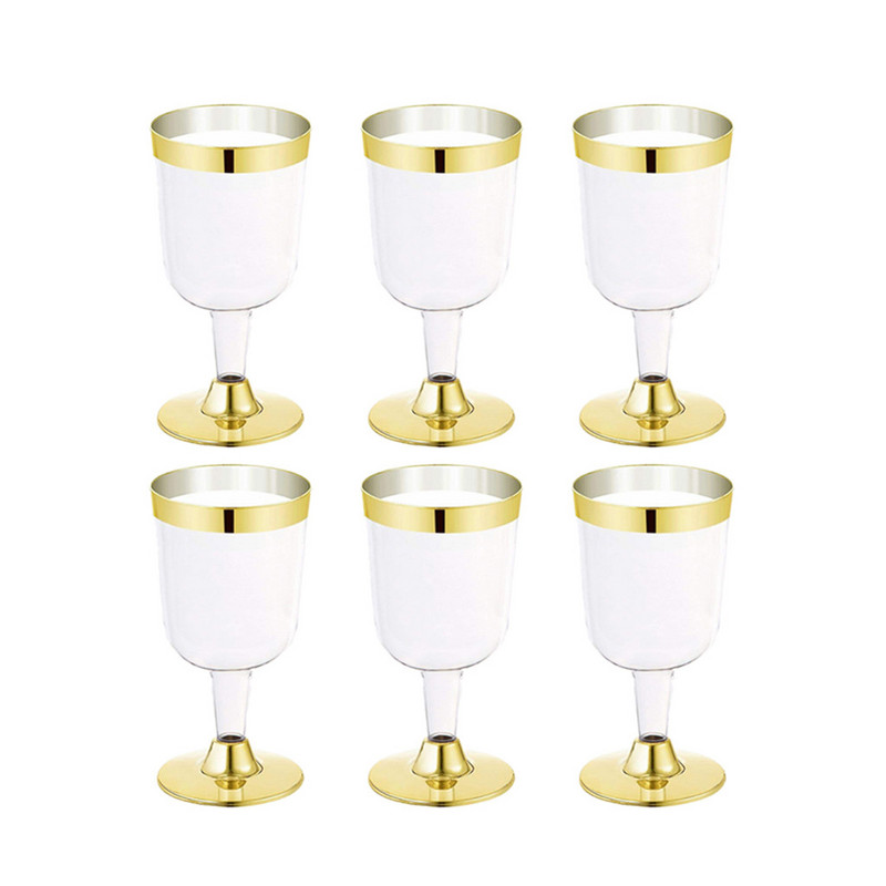 Plastikinis vyno stiklo vienkartinis puodelis Patvarus vakarėlio vestuvių plastikinis puodelis 190ml 6PC Plastikinis puodelis Bar Vyno puodelis Festivalis Plastikinis puodelis Baras