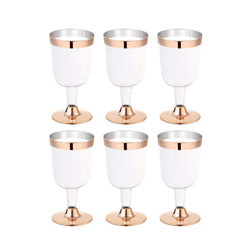 Plastikinis vyno stiklo vienkartinis puodelis Patvarus vakarėlio vestuvių plastikinis puodelis 190ml 6PC Plastikinis puodelis Bar Vyno puodelis Festivalis Plastikinis puodelis Baras