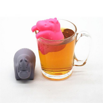 6,5*4,5 см 100% чисто нов силиконов нетоксичен прекрасен хипопотам Цедки за чай Чаени листа Филтър за пиене на чай