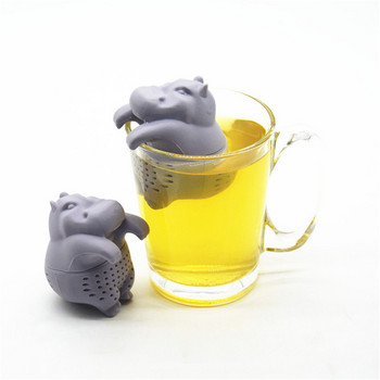 6,5*4,5 см 100% чисто нов силиконов нетоксичен прекрасен хипопотам Цедки за чай Чаени листа Филтър за пиене на чай