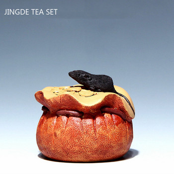 Китайски Yixing лилав глинен чай Орнаменти за домашни любимци Lucky Animal Чай Фигурка Скулптура Занаяти Аксесоари за декорация на маса за домашен чай