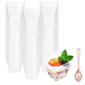 100 Pack 2OZ Mini desertų puodeliai vakarėliui Maži plastikiniai desertų puodeliai Vienkartiniai desertiniai puodeliai pudingo vaisių ledams