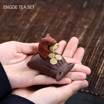 1 ΤΕΜ. Boutique Purple Clay Tea Pet Pet Purse Model Tea Figurine Στολίδια Χειροποίητο σετ τσαγιού Διακόσμηση Αξεσουάρ Χειροτεχνία