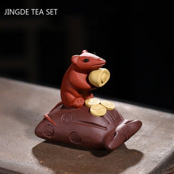 1 ΤΕΜ. Boutique Purple Clay Tea Pet Pet Purse Model Tea Figurine Στολίδια Χειροποίητο σετ τσαγιού Διακόσμηση Αξεσουάρ Χειροτεχνία