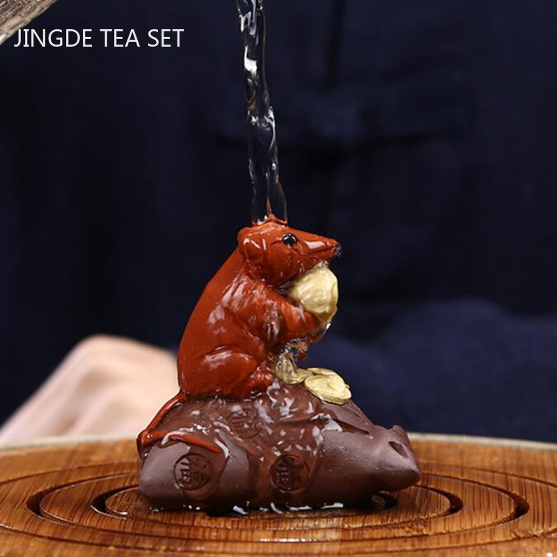 1vnt Boutique Purpurinė molio arbata Naminių gyvūnėlių Pelės piniginė Modelis Arbatos figūrėlės Papuošalai Rankų darbo arbatos rinkinys Dekoravimo priedai Amatai