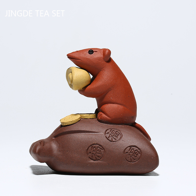 1vnt Boutique Purpurinė molio arbata Naminių gyvūnėlių Pelės piniginė Modelis Arbatos figūrėlės Papuošalai Rankų darbo arbatos rinkinys Dekoravimo priedai Amatai