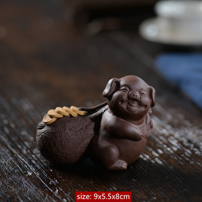 Yixing Пурпурна глина Животно Чай Домашен любимец Щастливо прасенце Статуя Орнаменти Ръчно изработена чаена фигурка Скулптура Занаяти Домашен сервиз за чай Декорации