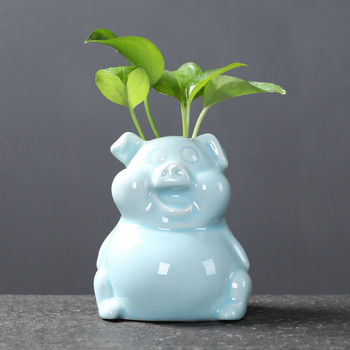 Creativity Ceramics Tea Pet Χαριτωμένο άγαλμα γουρουνάκι Γλαστράκι επιφάνειας εργασίας Υδροπονικά φυτά Στολίδια Χειροποίητο σετ τσαγιού Διακοσμητικές χειροτεχνίες