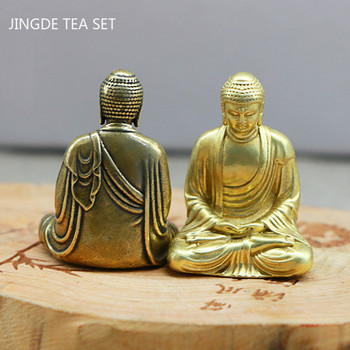 Μασίφ ορειχάλκινο άγαλμα του Βούδα Tea Pet Lucky Fengshui Στολίδι Τραπέζι τσαγιού Διακοσμήσεις επιφάνειας εργασίας Αξεσουάρ Κινεζικά αξεσουάρ τσαγιού