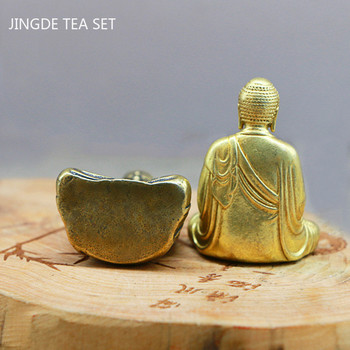 Масивна месингова статуя на Буда Чаен домашен любимец Lucky Fengshui Орнамент за маса за чай Десктоп декорации Аксесоари Аксесоари за китайски чай