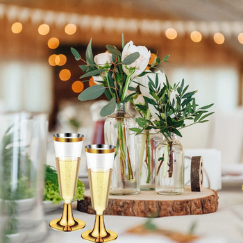 5бр. Сватбена флейта за шампанско 5OZ Креативни пластмасови сватбени чаши за шампанско за еднократна употреба Прибори за пиене за парти