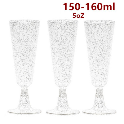 5gab Kāzu šampanieša flauta 5OZ Creative vienreizējās lietošanas plastmasas kāzu kauss šampanieša glāzes dzeršanas piederumi ballītei