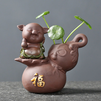 1vnt Kūrybiškumo rankų darbo purpurinė molio arbata naminių gyvūnėlių hidroponiniai augalų papuošalai darbalaukio gėlių vazonų butiko arbatos dekoravimo priedai