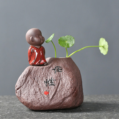 1vnt Kūrybiškumo rankų darbo purpurinė molio arbata naminių gyvūnėlių hidroponiniai augalų papuošalai darbalaukio gėlių vazonų butiko arbatos dekoravimo priedai