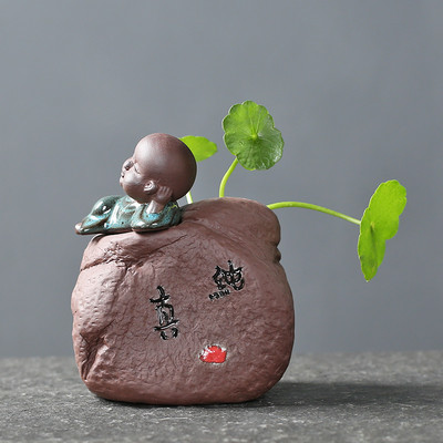 1vnt Kūrybiškumo rankų darbo purpurinė molio arbata naminių gyvūnėlių hidroponiniai augalų papuošalai darbalaukio gėlių vazonų butiko arbatos dekoravimo priedai